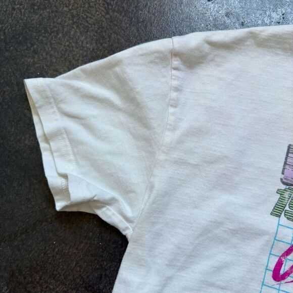 Vans Off The Wall White Vintage Style T-Shirt Stained Size Medium 100% Cotton - Picture 5 of 9